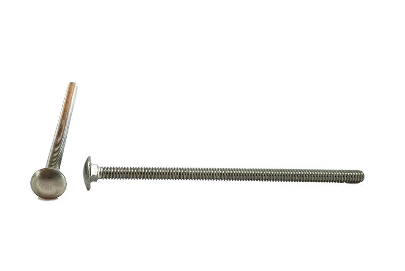 Chenango Supply Stainless 1/4-20 x 5 Carriage Bolt (3/4" to 5" Lengths Available in Listing), 18-8 Stainless Steel,50 Pieces (1/4-20x5) - Image 1
